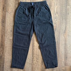J. Crew Linen Black Ankle Pants